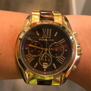 MK tortoise and gold fashion watch